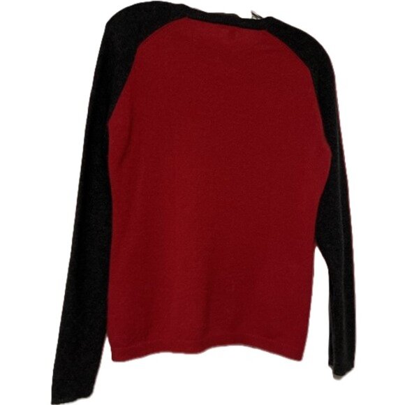 HALOGEN Women’s Color Block Red Gray Cashmere Baseball Crew Neck Sweater MP - Picture 5 of 5